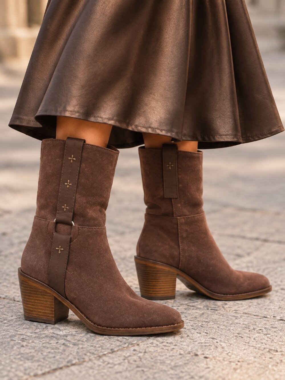 Lucky Brand Ramire Brown Suede Western Ankle Boots Size 6.5 NWOB